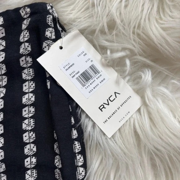 RVCA NWT Linen Blend Drip Pant Dice Print 29 - Picture 7 of 9